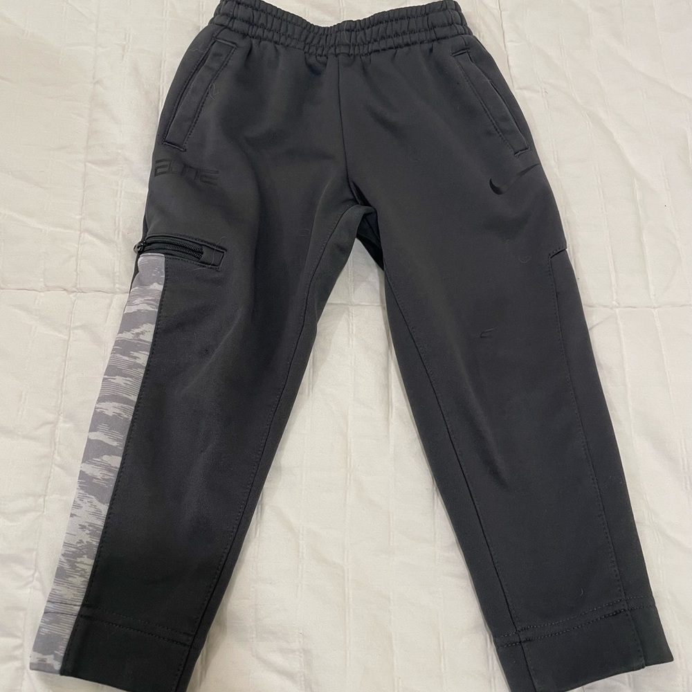 Nike Kids Black Joggers with Gray Camo Accent